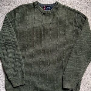 Vintage Ralph Lauren Chaps sweater Large ribbed chunky knit Y2K green crewneck
